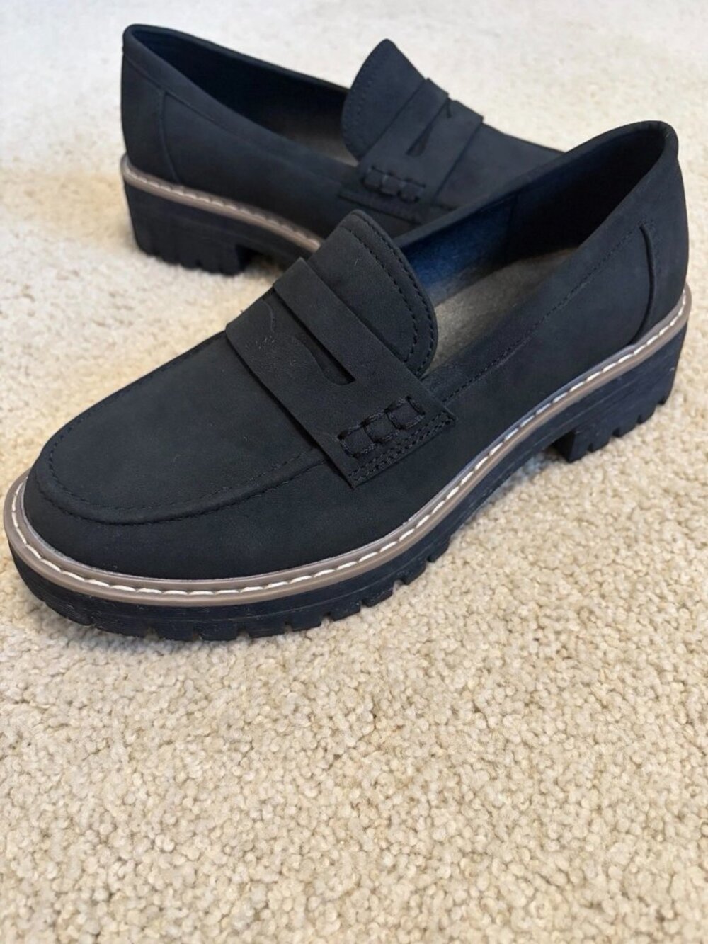 Women Platform Chunky Penny Loafer Lug Sole Comfort Slip On Casual Shoes 7-7.5